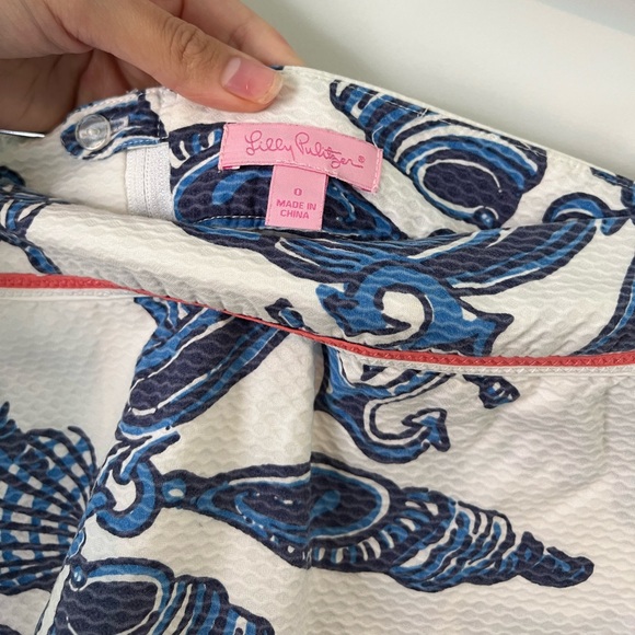 Lily Pulitzer Blue and White Coastal Seashell Mini Skirt - Picture 5 of 8